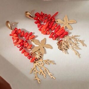 seashell detail drop earrings A707
